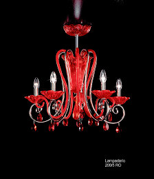 Red chandelier at three lights