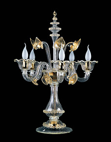 Table Flambò with gold decorations at five lights