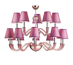 Amethyst color chandelier with lampshades