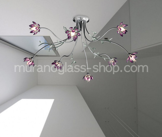 581 series Ceiling lamps, Ceiling lamp with cutted crystal in amethyst with eight lights