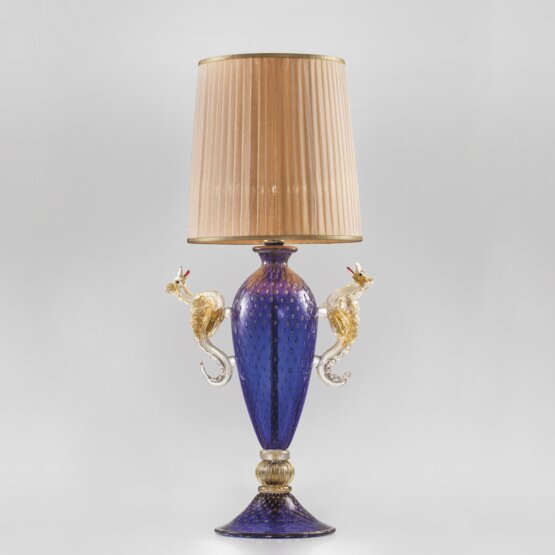 Aegon table lamp, Table lamp in blue color with gold decoration