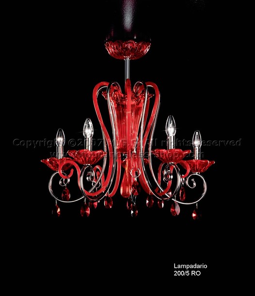 200 Series Chandeliers, Red chandelier at eight lights