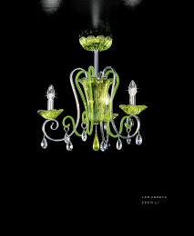 Sap green color chandelier at trhee lights