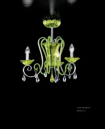 Sap green color chandelier at trhee lights