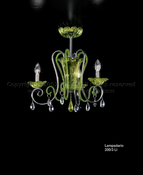 200 Series Chandeliers, Sap green color chandelier at six lights