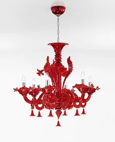 Red chandelier at six lights