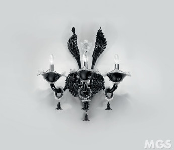 Crystal and black sconce ad three lights