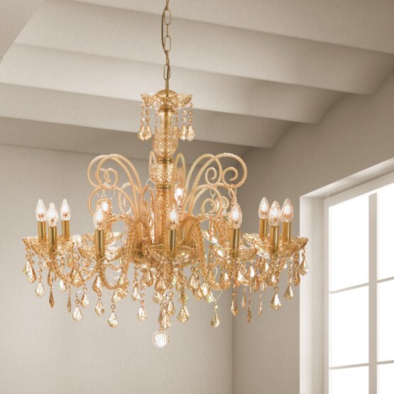 Bohemia Bright chandelier, Bohemia style chandelier amber decoration with nationals pendants