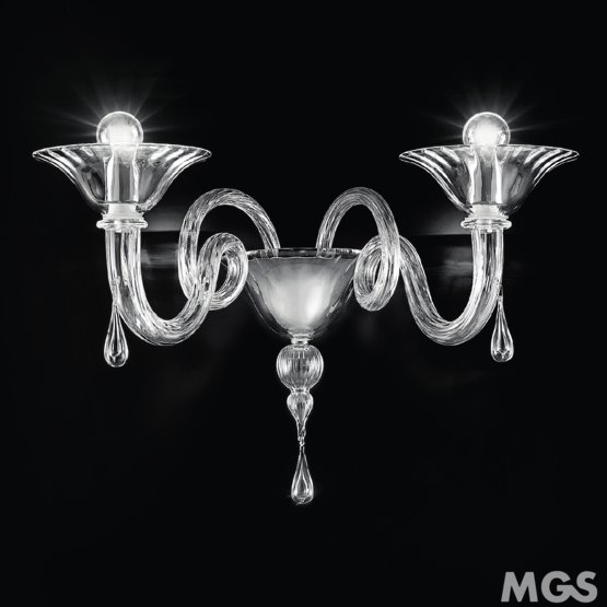 Pagnacco Wall light, Crystal sconce at two lights with 24k gold decoration