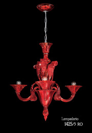 Red chandelier at three lights