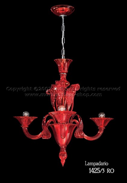 1425 series Chandeliers, Red chandelier at three lights