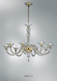 Crystal chandelier at six lights, amber decoration