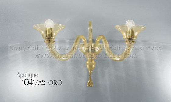 1041 Wall lights, Crystal sconce with 24k gold decoration at two lights