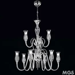 Milkwhite chandelier at nine lights
