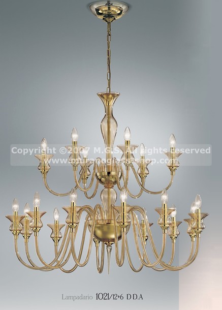 Fuchs Chandelier, Crystal chandelier at eighteen lights with amber decoration