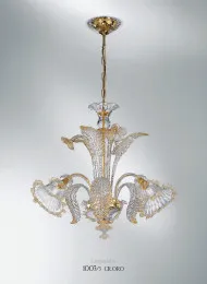 Crystalchandelier with 24k gold decoration at three lights