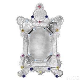 Hand engraved and antiqued mirror in Venetian style