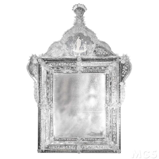 Angaran Mirror, Engraved and antiqued mirror in Venetian style