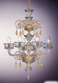 Chandelier with gold decoration at five lights