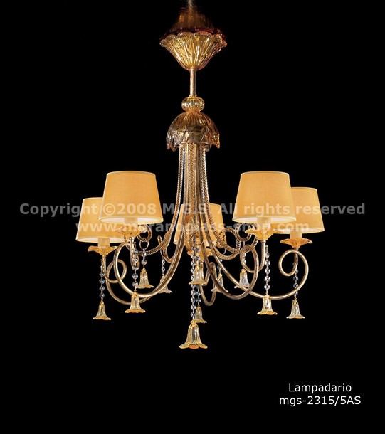 2315 series Chandeliers with lampshades, Chandelier amber decoration with lampshades at three lights
