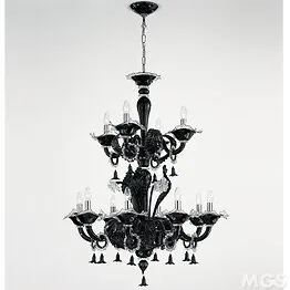 Crystal black chandelier at twelve lights