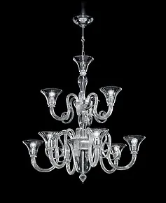 Chandelier at nine lights with amber decoration