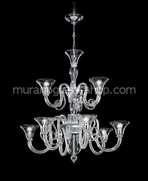 Sambonet Chandelier, Chandelier smoked color at nine lights