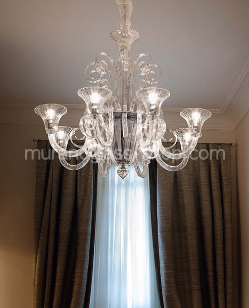Sambonet Chandelier, Chandelier at eight lights with amber decoration