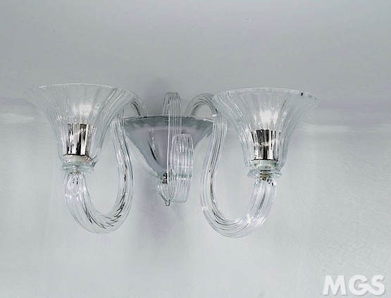 1388 Wall lights, Two light crystal sconce