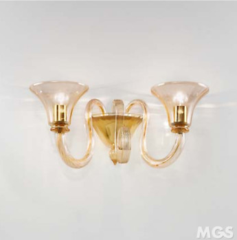 Two light sconce with amber decoration