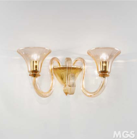 1388 Wall lights, Two light sconce with amber decoration