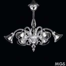 Crystal chandelier with amber decoration at six lights