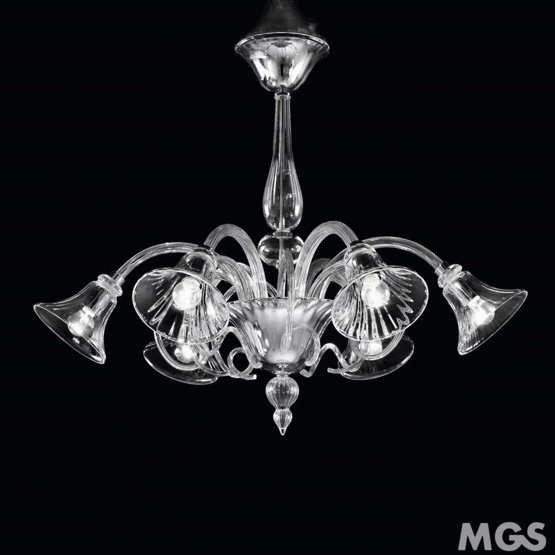 Venier Chandelier, Crystal chandelier with gold decoration at six lights