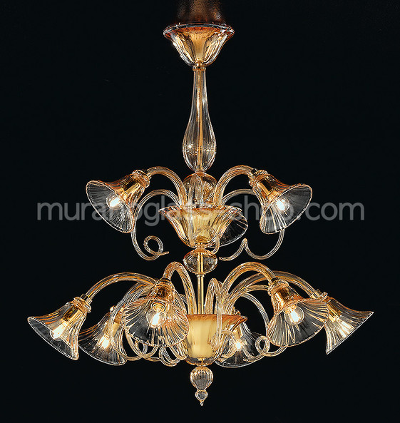 Dancer, Dancer series chandelier at six lights with gold decorations