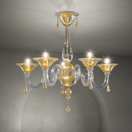 Chandelier at twelve lights with gold decoration