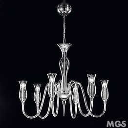 Crystal Chandelier with amber decoration at eight lights