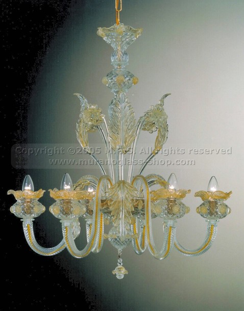 428 series Chandeliers, Crystal chandelier with gold decoration at six lights