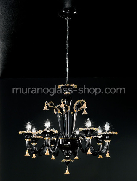2575 series Chandeliers, Black and gold chandelier at six lights