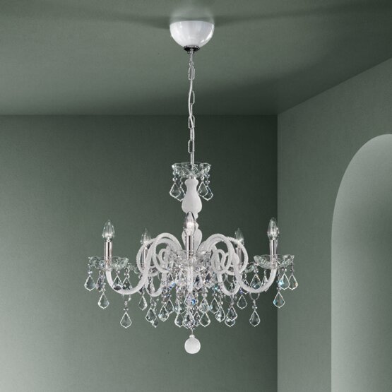 Bohemia Bright chandelier, Milk white and crystal Bohemia style chandelier