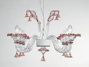 Crystal longitudinal chandelier at six lights