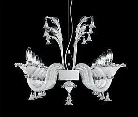 Crystal and amber longitudinal chandelier at ten lights