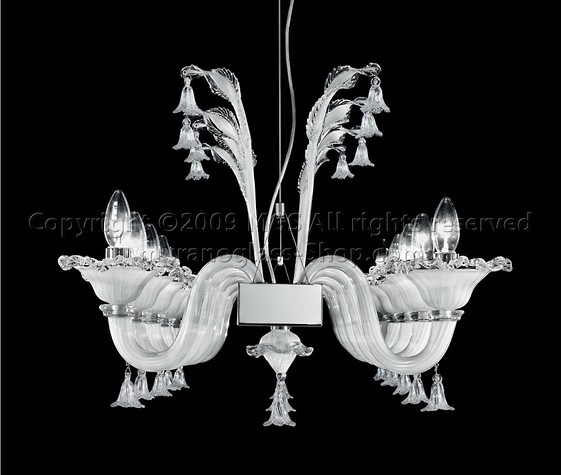 2576 longitudinal series Chandeliers, Crystal and amber longitudinal chandelier at ten lights