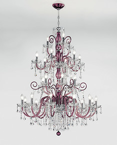 Red color bhoemia chandelier with crystal details