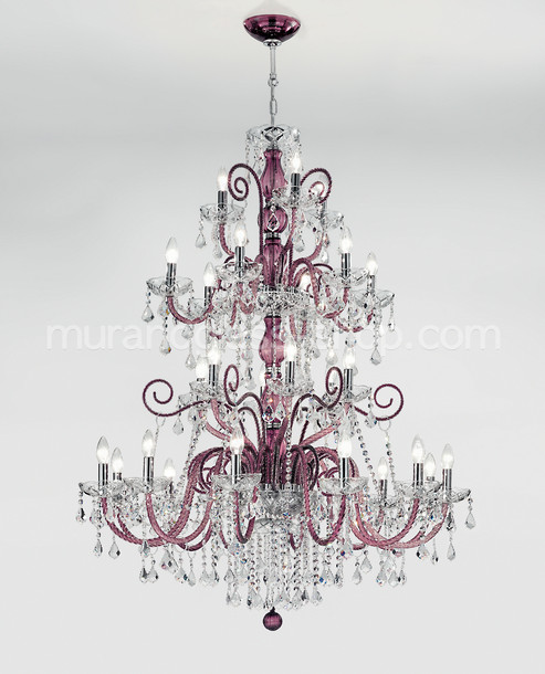 Bohemia Star chandelier, Amethyst color bhoemia chandelier with crystal details