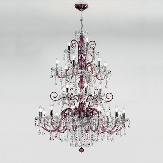 Bohemia Star chandelier, Amethyst color chandelier with crystal detail