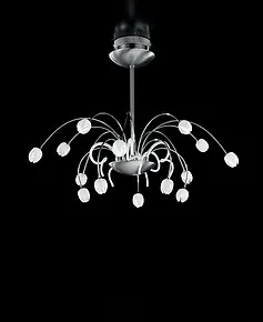 Iron chandelier with milk white cups