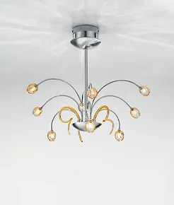 Iron chandelier with amber cups