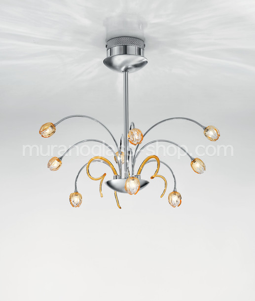 151 Series chandeliers, Iron chandelier with amber cups