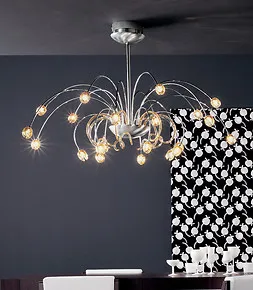 Iron chandelier with milk white cups