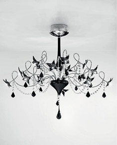 Modern chandelier with flowers, black color